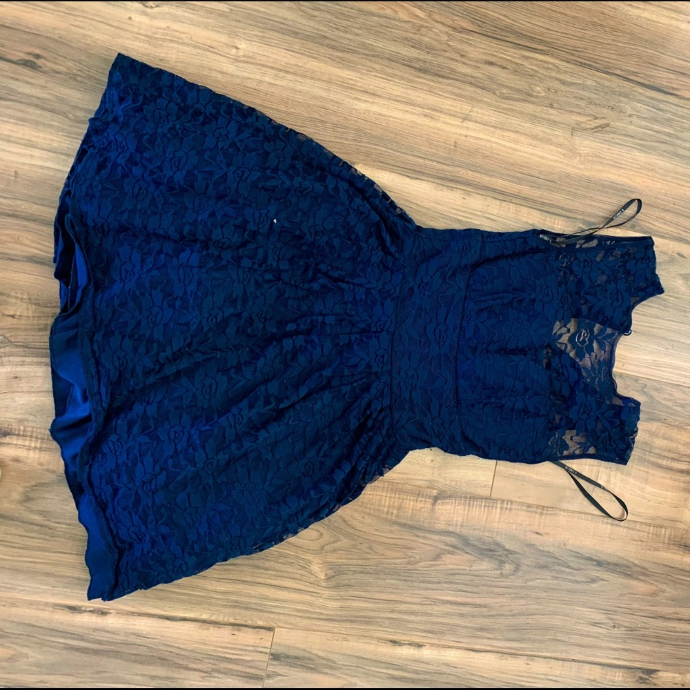 Royal blue lace semi-formal dress